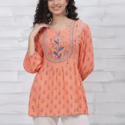 Rangriti Coral Printed Tunic-image-10