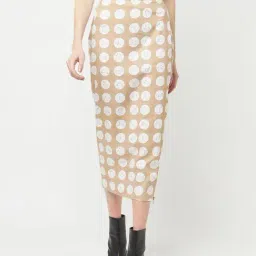 Crimsoune Club Nikhil Thampi Beige Printed Midi Pencil Skirt-picture-41