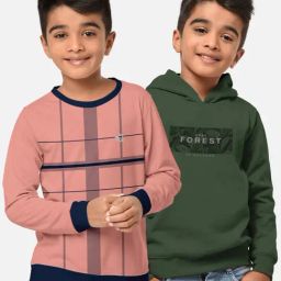 HELLCAT Pink & Olive Printed Full Sleeves T-Shirt (Pack Of 2)-image-82
