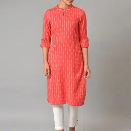 Aurelia Women Pink Geometric Print Rayon Kurta-picture-19