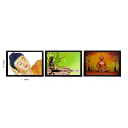 eCraftIndia Set Of 3 Forms Of Lord Buddha Satin Matt Texture UV Art Painting image 2