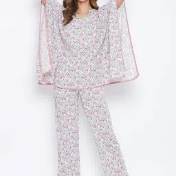 The Kaftan Company Multicolor Printed Kaftan With Pyjama image 4