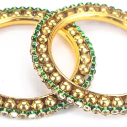 Priyaasi Green & Golden Classic Bangle - Set of 2 image 4