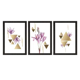 eCraftIndia Abstract Triangle Design Set of 3 Satin Matt Texture UV Art Painting image 3