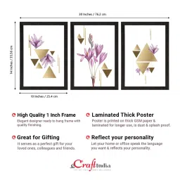 eCraftIndia Abstract Triangle Design Set of 3 Satin Matt Texture UV Art Painting image 4