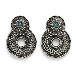 Karatcart Oxidized Silver Textured Stud Earrings for Women image 4