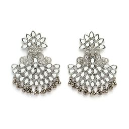 Karatcart Silver Plated Mirror Dangler Earrings for Women image 4
