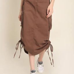 Bene Kleed Brown Cotton Regular fit Skirts-image-55