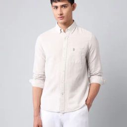 U.S. Polo Assn. Denim Co. Beige Cotton Regular Fit Stripes Casual Shirt-image-51