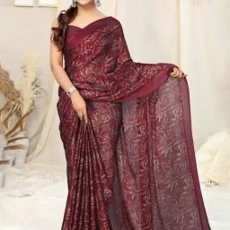 MIRCHI FASHION Maroon Printed Saree With Unstitched Blouse-picture-35