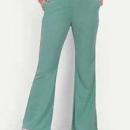 Broadstar Green Flared Fit High Rise Trousers-image-60