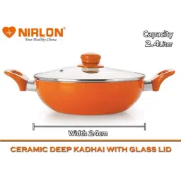 Nirlon Orange Aluminium Non-Stick Induction Cookware - Set of 2 image 2