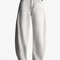 Bershka Pure Cotton Wide-Leg Barrel Jeans-picture-0