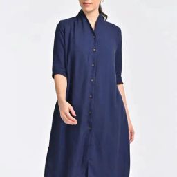 Saltpetre Linen Navy Long Shirt-image-1