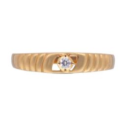 C. Krishniah Chetty Group Classic Solitaire with White Cubic Zirconia Gold Ring-image-22