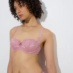 Wunderlove by Westside Dusty Pink Lace Underwired Balconette Bra-picture-40