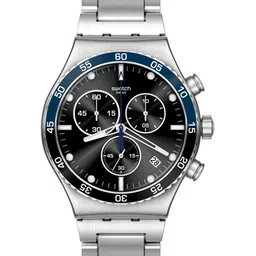 Swatch Men Dial & Stainless Steel Bracelet Style Straps Analogue Watch YVS507G-38