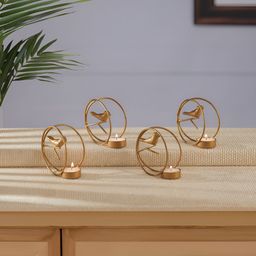Homspurts Gold Toned 4 Pieces Metal Candle Holders-picture-11