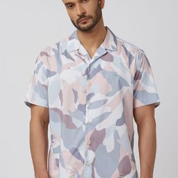 Mufti Men Cuban Collar Abstract Printed Cotton Relaxed Fit Casual Shirt-image-76