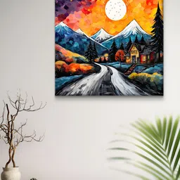 Myntra Elegant Homes Orange & White Abstract Canvas Wall Art-image-48