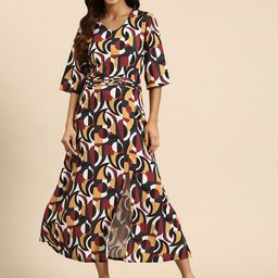 WoowZerz Geometric Printed A-Line Maxi Dress-picture-4