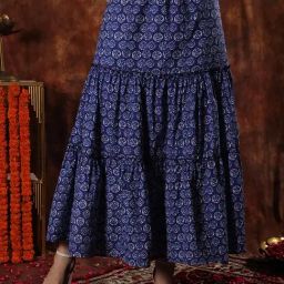 NEUDIS Blue Floral Print Maxi Skirt-image-10