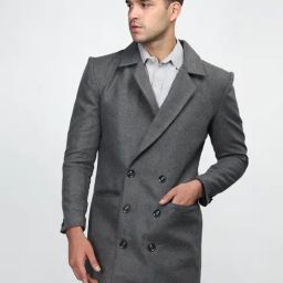 Chkokko Grey Relaxed Fit Solid Coats-picture-8