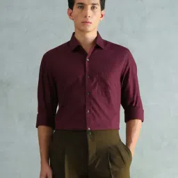 Arrow Maroon Cotton Slim Fit Printed Shirt-picture-31