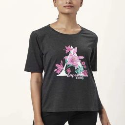 Ajile by Pantaloons Grey Cotton Graphic Print Sports T-Shirt-image-84