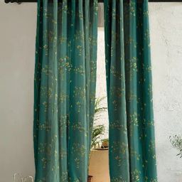 SPACES DRAPE STORY Elegent Dark Green Polyester 7 ft Door Curtain - Set of 2-20