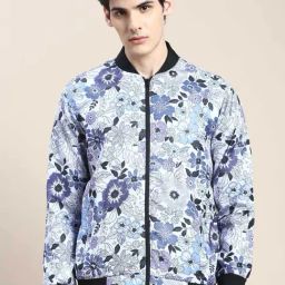SHOWOFF White Slim Fit Printed Jacket-image-70