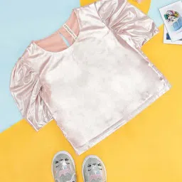 Pantaloons Junior Kids Rose Gold Cotton Regular Fit Top-image-61