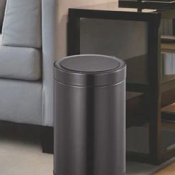 Obsessions Black Steel Stainless Steel Smart Sensor Small Dustbin With Lid - 6 L-image-98