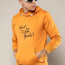 Campus Sutra Mustard Yellow Cotton Regular Fit Printed Hooded Sweatshirt-image-62