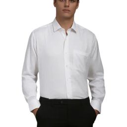 Louis Philippe White Cotton Regular Fit Self Pattern Shirt-picture-42