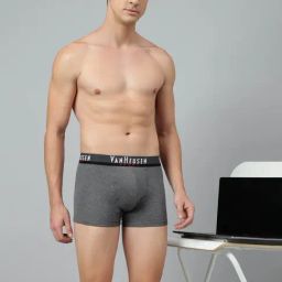 Van Heusen Sport Regular Fit Plush Back Elasticized Waistband Double Layer Gusset Solid Trunks image 5