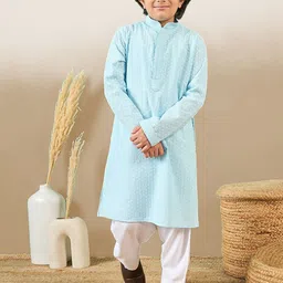 Here&Now X Sanwara Boys Floral Embroidered Regular Chikankari Kurta with Patiala-picture-40