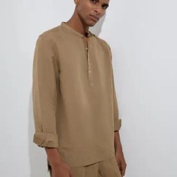 ETA by Westside Taupe Solid Relaxed-Fit Shirt-image-98