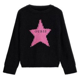 Guess Kids Jet Black A996 Logo Regular Fit Sweater-image-5