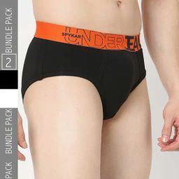 UnderJeans by Spykar Black & White Regular Fit Briefs - Pack of 2-image-56