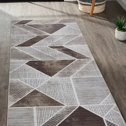 OBSESSIONS Brown & Cream-Color Printed Rectangular Bedside Runners-image-3