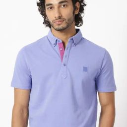 Rare Rabbit Purple Regular Fit Solid Polo T-Shirt-image-25