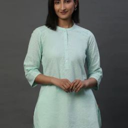 Aurelia Blue Regular Fit Floral Kurti-image-30