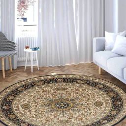 OBSESSIONS Navy Classical Round Shape Machine Made Carpet - Medium (150 cm x 150 cm)-picture-21