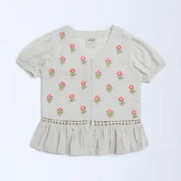Utsa Kids by Westside Off-White Embroidered Cotton-Blend Ethnic Top-picture-17