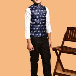 PRINTCULTR Boys Printed Satin Nehru Jackets-3
