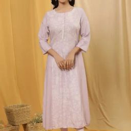 W Lilac Printed Kurta Pant Set-image-36