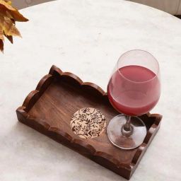 VarEesha Gul Brown Sheesham Wood Rectangular Tray-40