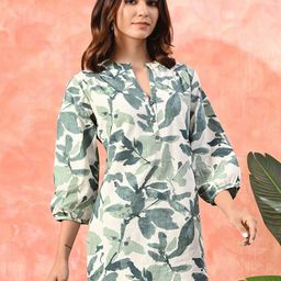 Sangria Mandarin Collar Printed Tunic-picture-37