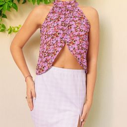 DressBerry Ditsy Florals Overlap Front Slit Top-image-19